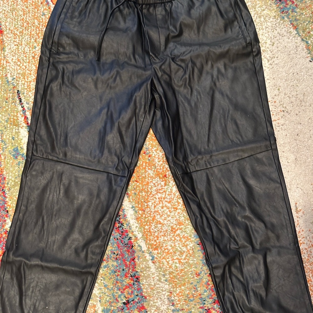 Calvin Klein Black Faux Leather Pants